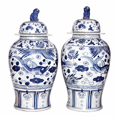 Lot 506 - Pair of Chinese Blue and White Porcelain...