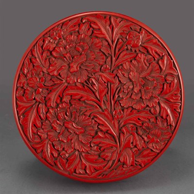 Lot 612 - Chinese Cinnabar Lacquer Circular Box 19th...
