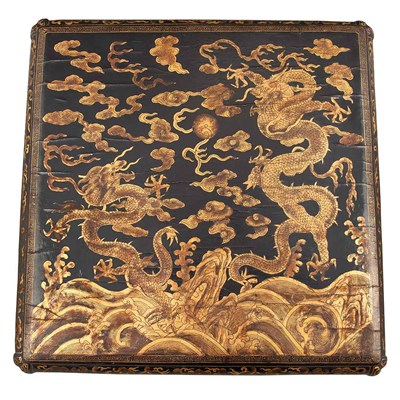 Lot 528 - Chinese Black and Gold Lacquered Box 19th...