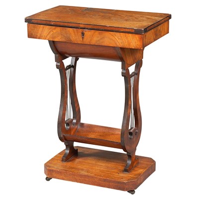 Lot 200 - Biedermeier Walnut Work Table Height 29 inches,...