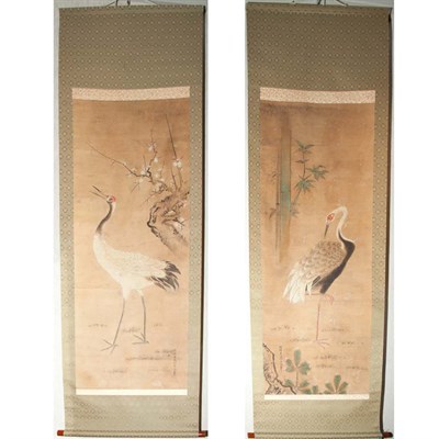 Lot 225 - Pair of Japanese Hanging Scroll Paintings