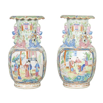 Lot 299 - Pair of Chinese Export Famille Rose Porcelain...