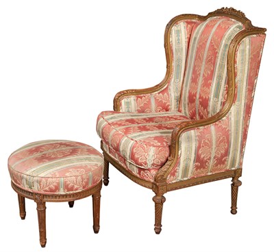 Lot 388 - Louis XVI Style Giltwood Bergère The...