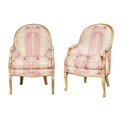 Lot 312 - Pair of Empire Style Gilt-Wood Bergeres Each...