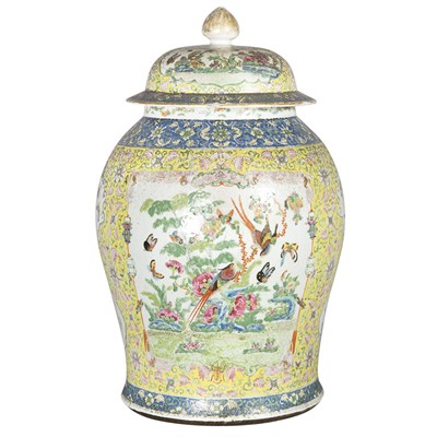 Lot 310 - Chinese Export Famille Rose Covered Urn 20th...