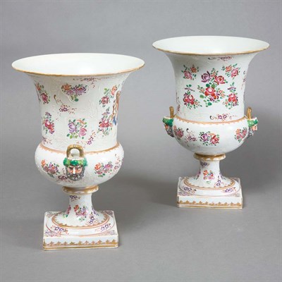 Lot 518 - Pair of Samson Porcelain Urns Height 13 inches.