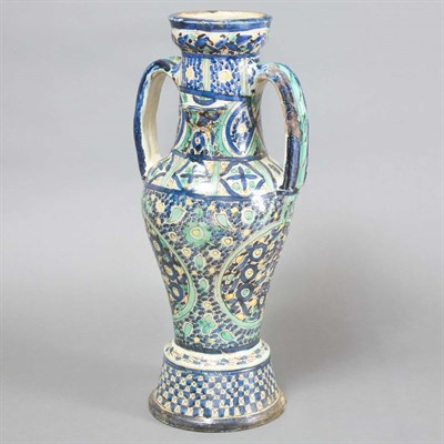 Lot 216 - Isnik Style Pottery Vase Height 21 1/2 inches.