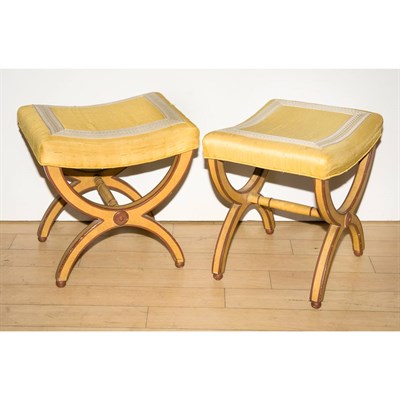 Lot 544 - Pair of Neoclassical Style Curule-Form Stools...
