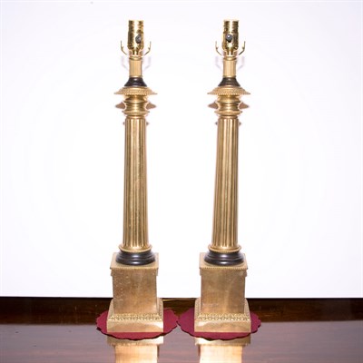 Lot 568 - Pair of Neoclassical Style Brass Column-Form...