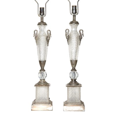 Lot 573 - Pair of Empire Style Silver Mounted Glass...