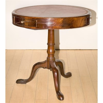 Lot 546 - Queen Ann Style Leather Top Mahogany Drum...
