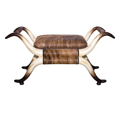 Lot 267 - Cowhide and Horn Bench Length 51 inches.