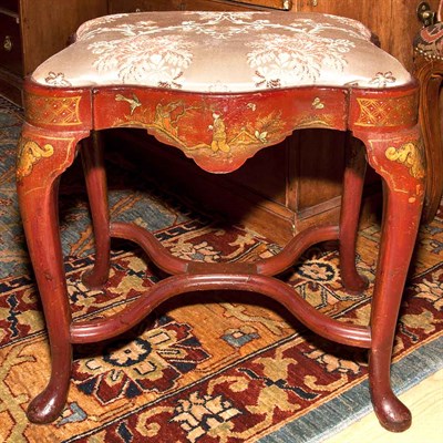 Lot 554 - Queen Anne Style Chinoiserie Painted Stool...