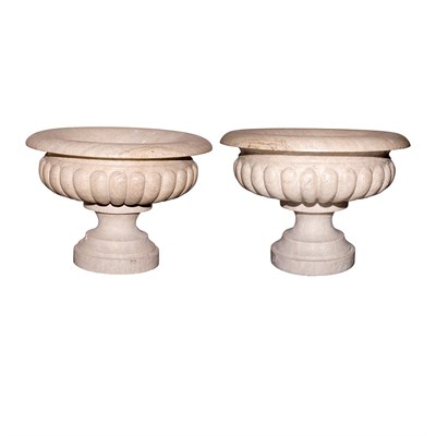 Lot 442 - Pair of Neoclassical Style Marble Jardinieres...
