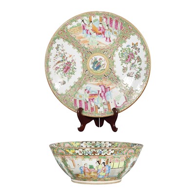 Lot 317 - Chinese Export Rose Medallion Porcelain Punch...