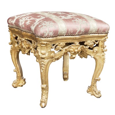 Lot 293 - Italian Rococo Giltwood Stool The serpentine...