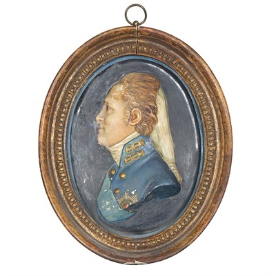 Lot 333 - English Painted Terra Cotta Plaque of a Man,...