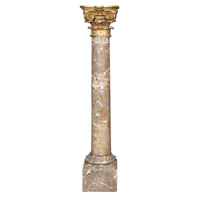Lot 331 - Marble and Giltwood Pedestal The shaped top...
