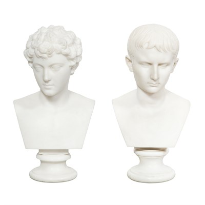 Lot 340 - Two White Marble Busts of Men 19th Century One...
