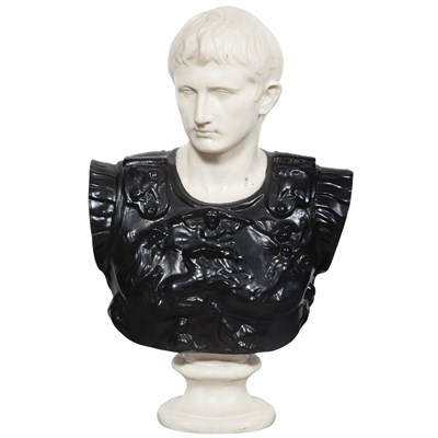 Lot 342 - Composition Bust of a Roman Man With black...