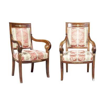 Lot 376 - Pair of Empire Gilt-Metal Mounted Walnut...