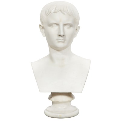 Lot 353 - Marble Bust of a Roman Youth On an associated...