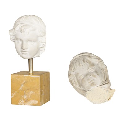 Lot 370 - White Marble Bust of a Boy; Together with a...