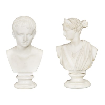Lot 357 - Marble Bust of Diana and a Classical Marble...