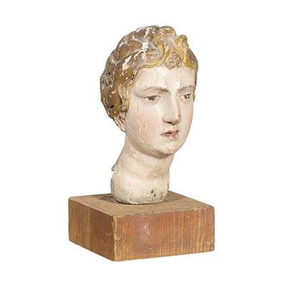 Lot 347 - Continental Painted Santo Head of a Female Now...
