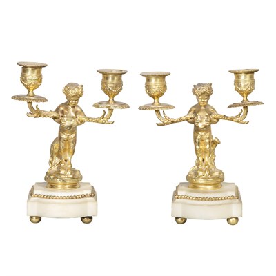 Lot 360 - Pair of Louis XVI Style Gilt-Bronze and Marble...