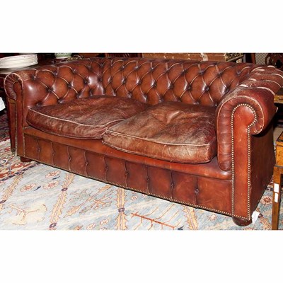 Lot 580 - Pair of Chesterfield Sofas Length 6 feet 8...