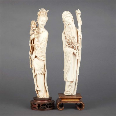 Lot 505 - Two Chinese Ivory Figures Early 20th century...