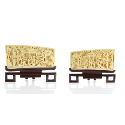 Lot 564 - Pair of Chinese Ivory Panels 19th Century Each...