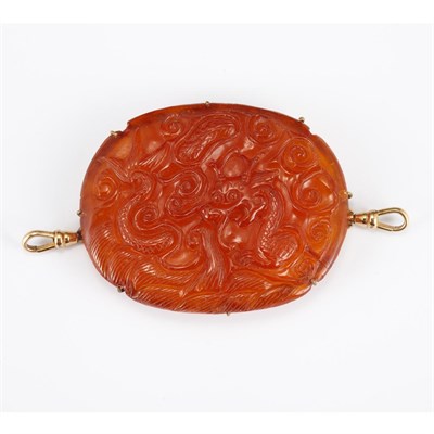 Lot 554 - Chinese Amber Pendant Possibly Late Ming...