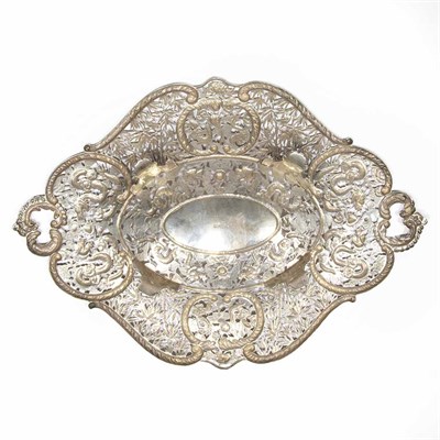 Lot 550 - Chinese Export Reticulated Silver Tray Late...