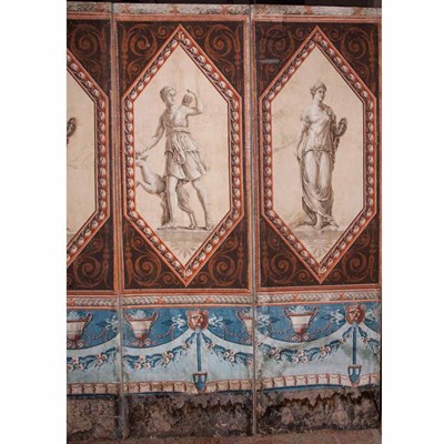 Lot 248 - Neoclassical Four-Panel Painted Wallpaper...