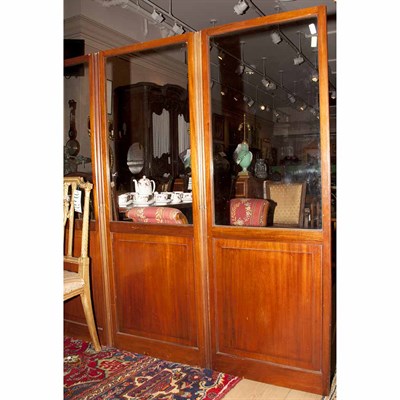 Lot 501 - Mahogany and Glass Three-Panel Screen Height...