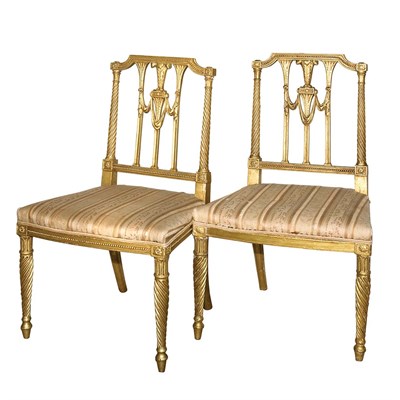 Lot 516 - Pair of George III Style Gold Painted Side Chairs