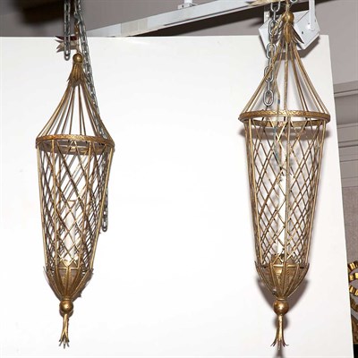 Lot 484A - Pair of French Style Gilt-Metal Basketweave...