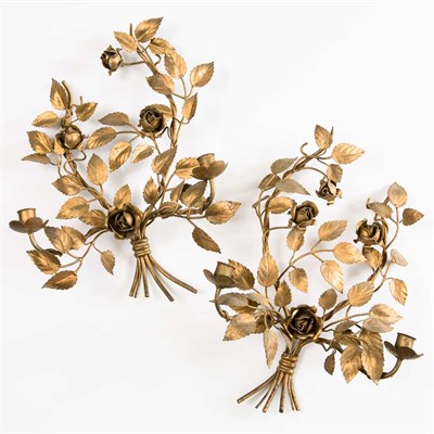 Lot 439 - Pair of French Gilt-Metal Two-Light Sconces...