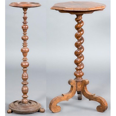 Lot 145 - Two Turned Wood Candlestands Height of taller...