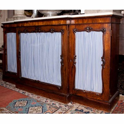 Lot 239 - Victorian Marble Top Mahogany Credenza Height...