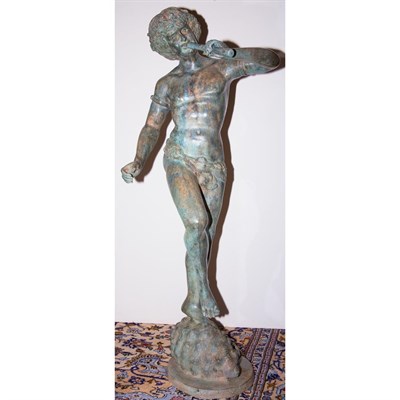 Lot 257 - Patinated-Metal Figure of a Youth Musician...