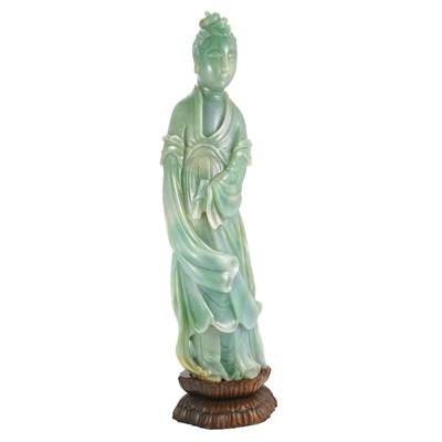 Lot 696 - Chinese Jadeite Guanyin The sinuous figure...