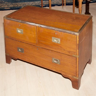 Lot 151 - English Brass Bound Campaign Chest Height 22...