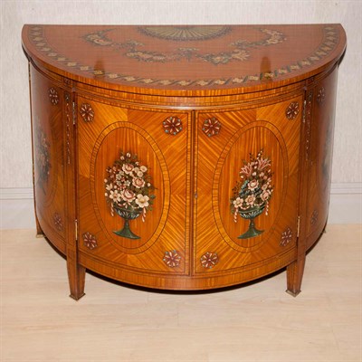 Lot 128 - George III Style Painted Satinwood Demilune...