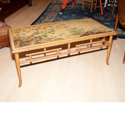 Lot 141 - Asian Painted and Faux Bamboo Low Table Height...