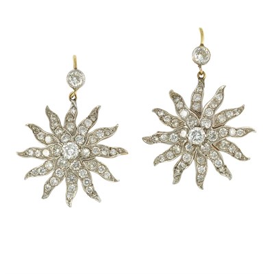 Lot 351 - Pair of Gold and Diamond Earrings