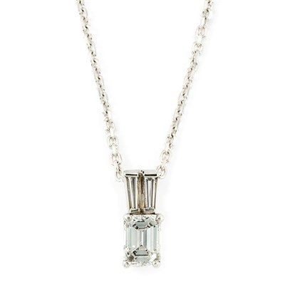 Lot 299 - Platinum and Diamond Pendant with White Gold Chain