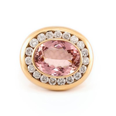 Lot 404 - Gold, Pink Tourmaline and Diamond Ring